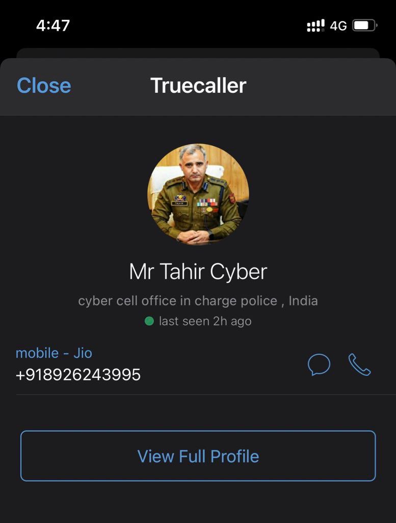 e-Fraudster using the identity of Cop to threaten people in Kashmir