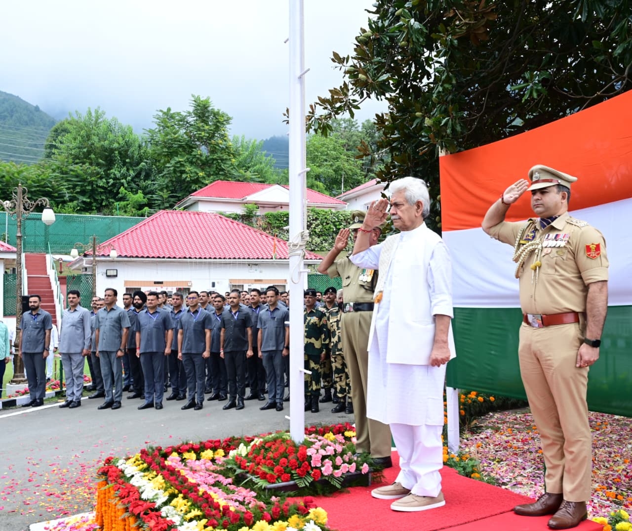 Lieutenant Governor Hoists National Flag at Raj Bhavan in Srinagar on the 79th Independence Day